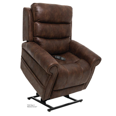 Pride VivaLift Tranquil 2 PLR-935M chestnut lift chair raised in lift assist position for standing support