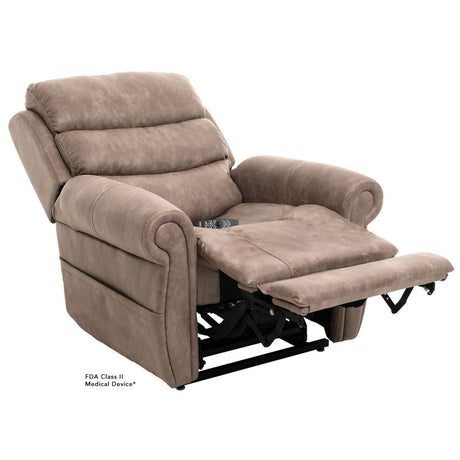 Pride VivaLift Tranquil 2 PLR-935M latte lift chair partially reclined with footrest extended
