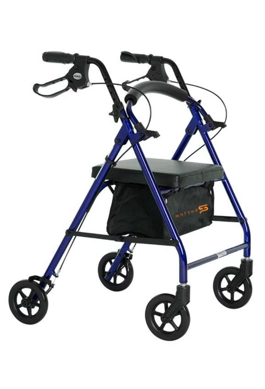 Dark Slate Gray Rhythm Healthcare Steel 4 Wheel Rollator with 6" Wheels