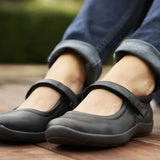 women wearing black no. 33 casual mary jane stretch shoes