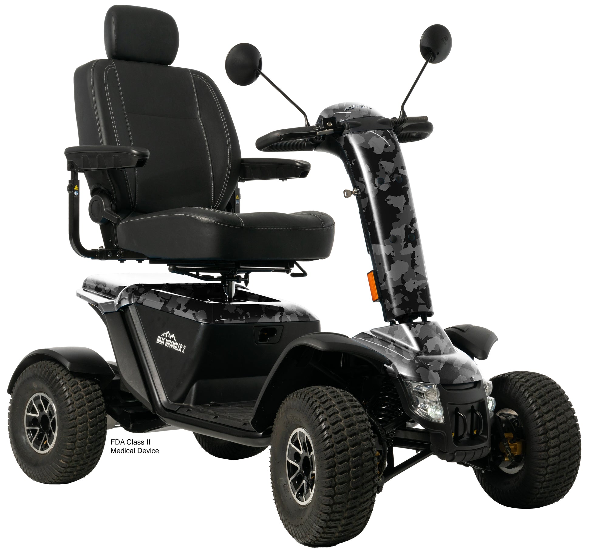 Baja Wrangler® 2 heavy-duty four-wheel mobility scooter with adjustable captain’s seat