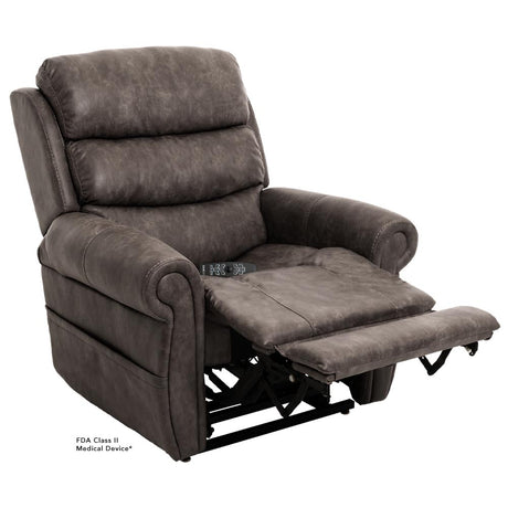 Pride VivaLift Tranquil 2 PLR-935M graphite lift chair reclining with footrest extended