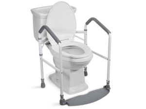 Light Gray RMS Toilet Safety Frame & Rail - Folding & Portable Bathroom Toilet Safety Rails - Handrail Toilet Bars with Adjustable Height (White)