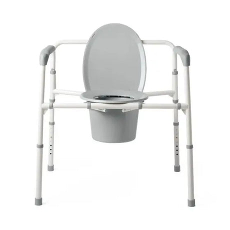 Gray Medline XW 24in Steel Bariatric Commode, 650lb Capacity 1Ct