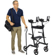 Dark Slate Gray Upright Rollator - Walker with Foldable Transport Seat