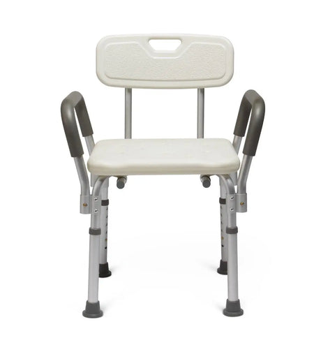 Light Gray Medline Knockdown Bath Bench with Arms/Back 350lb Capacity 1Ct