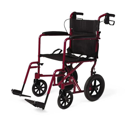 Black Medline Aluminum Transport Chair 12in Red