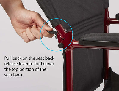 Dark Slate Gray Medline Aluminum Transport Chair 12in Red