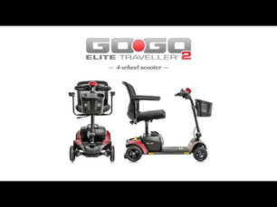 Pride Go Go Elite Traveller 2 four-wheel mobility scooter with tight turning radius