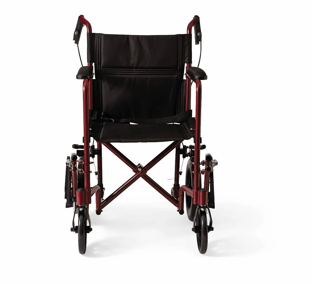 Black Medline Aluminum Transport Chair 12in Red