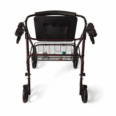 Medline Red Rolling Rollator with Seat Up