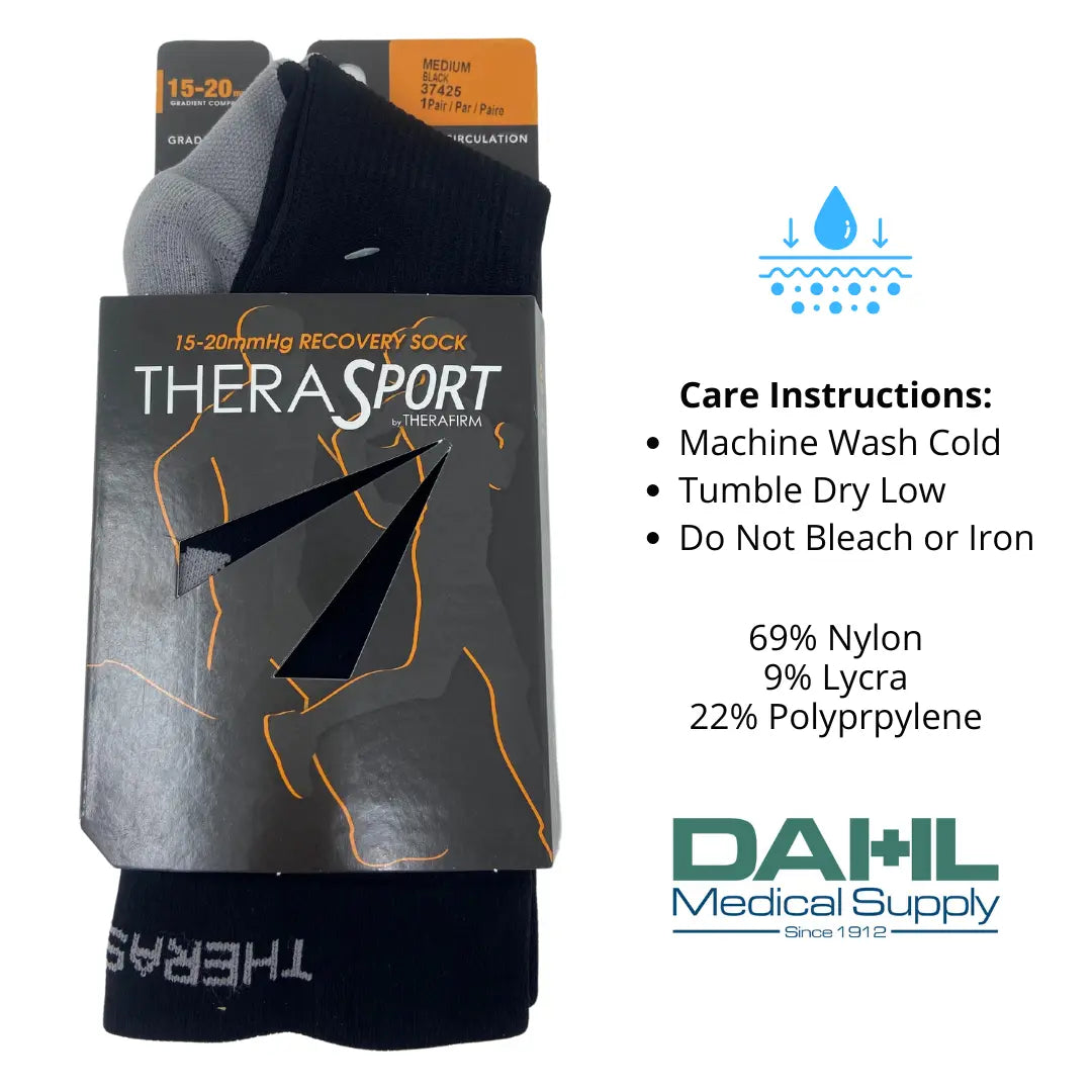 Dark Slate Gray TheraSport Mild Compression Athletic Recovery Sock