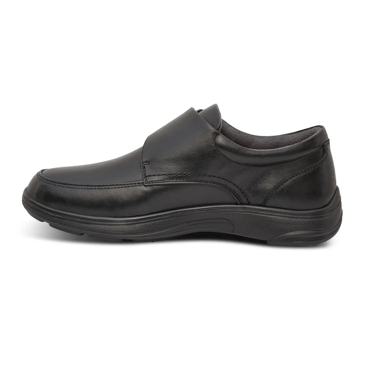 Anodyne No. 28 Black Casual Oxford dress shoe with seamless design and wide toe box, ideal for diabetic foot care from Dahl Medical Supply.