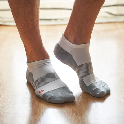 Anodyne Footwear No. 9 No Show Diabetic Socks, White - Model Image | www.dahlmedicalsupply.com
