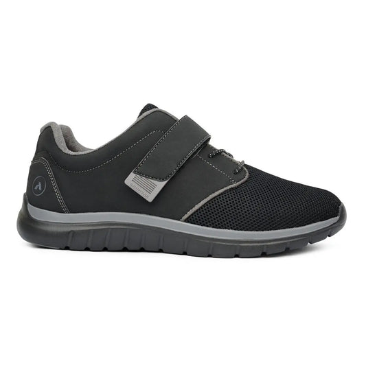 Anodyne No.46 Sport Jogger Men's Diabetic Shoe, Black - Right Side Image | Dahl Medical Supply