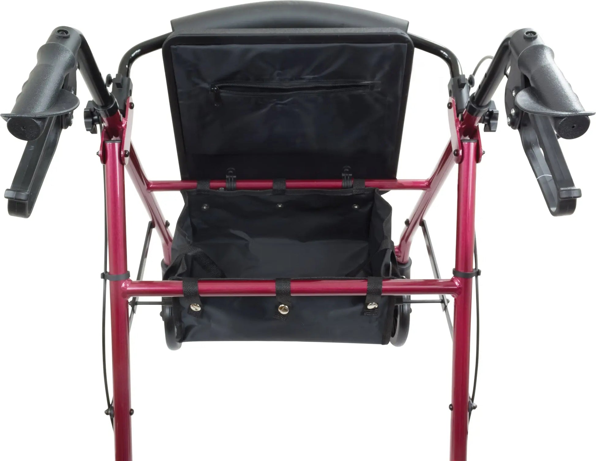 ProBasics Aluminum Rollator with 6-inch Wheels, Burgundy - Seat Open Image