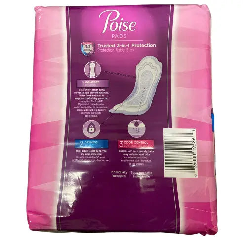 Pale Violet Red Poise Incontinence Pads Moderate Absorbency Regular 20 count