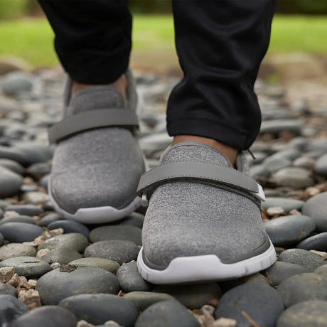 Anodyne Women's No.11 Sport Trainer in Grey enjoyed on a walk on a rock bed