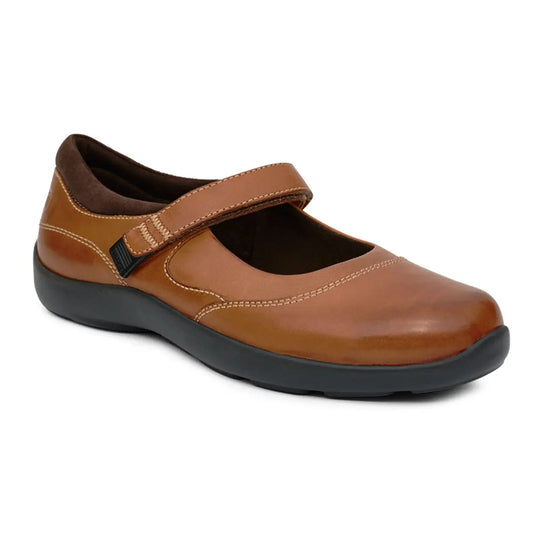 Diabetic Casual Mary Jane Shoe for Women, Cognac - Main Image | No. 19 | Anodyne