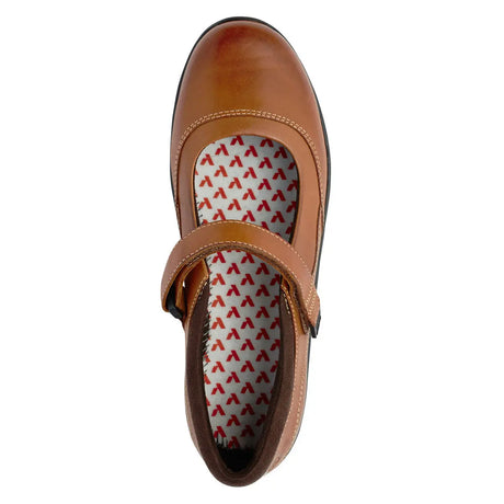 Diabetic Casual Mary Jane Shoe for Women, Cognac - Top Image | No. 19 | Anodyne