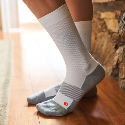 Anodyne Footwear No. 7 Crew Length Diabetic Socks, White - Model Image | www.dahlmedicalsupply.com